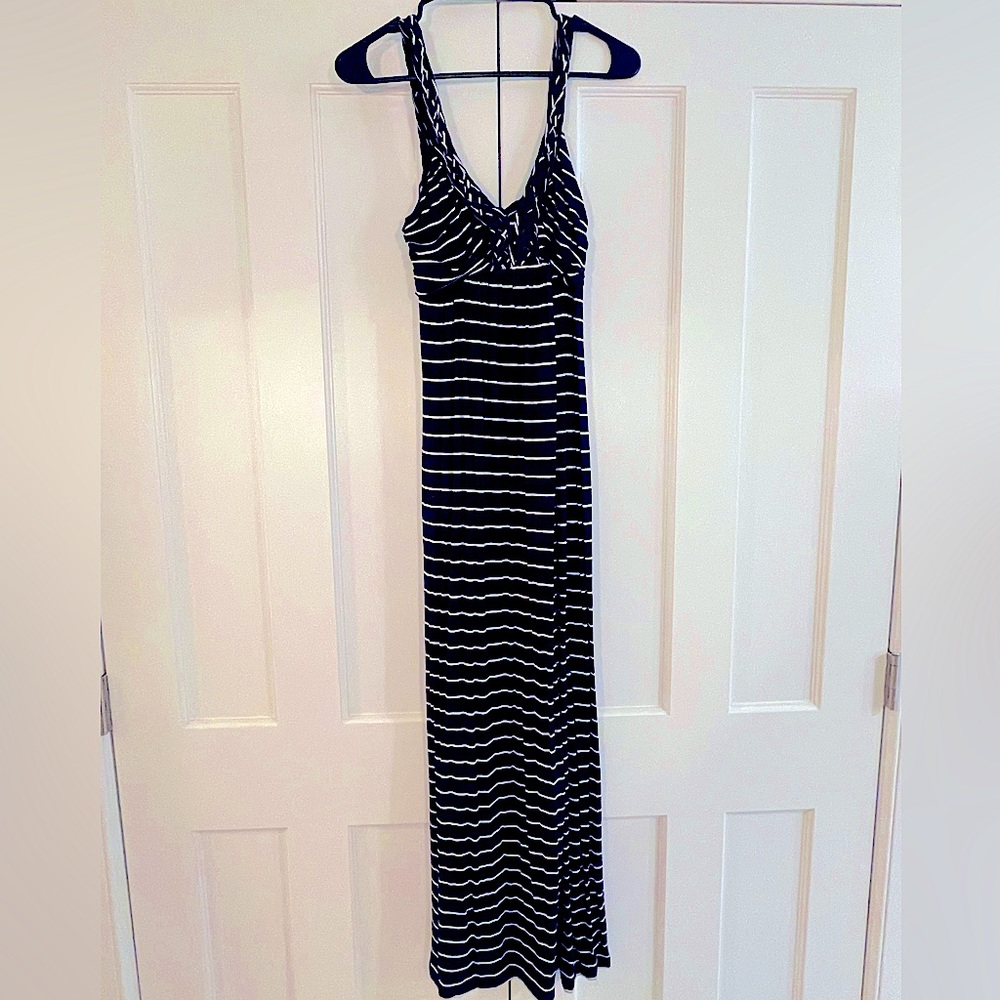 Design History Striped Navy/White Jersey Maxi Dress- Small